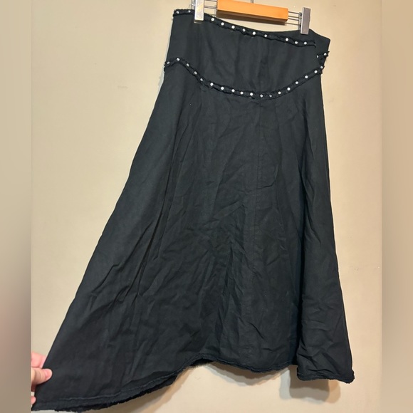 ICE Linen Viscose Studded Look Raw Hem Maxi Skirt - Picture 3 of 8